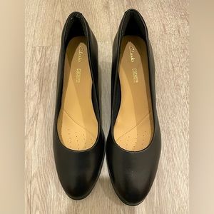 Black Clarks Block Pump Heels